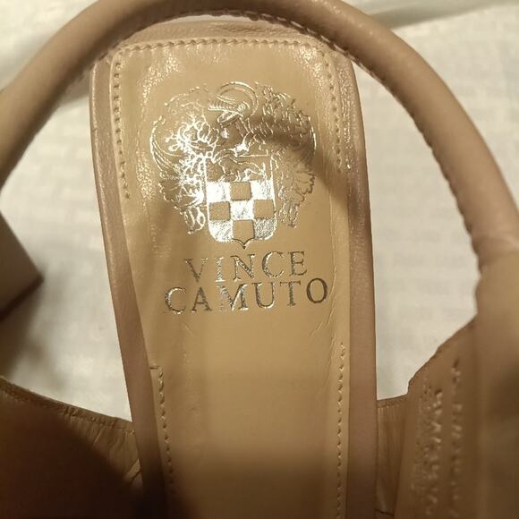 Vince Camuto Avangila Women's Leather Peep-Toe Heels Slingback Size 8 Brown - Picture 2 of 9